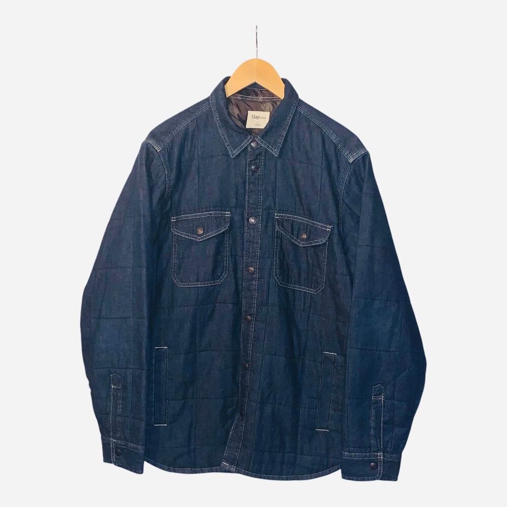 Gap Jackets & Coats  Indigo Quilted Denim Jacket With Pockets sz L
